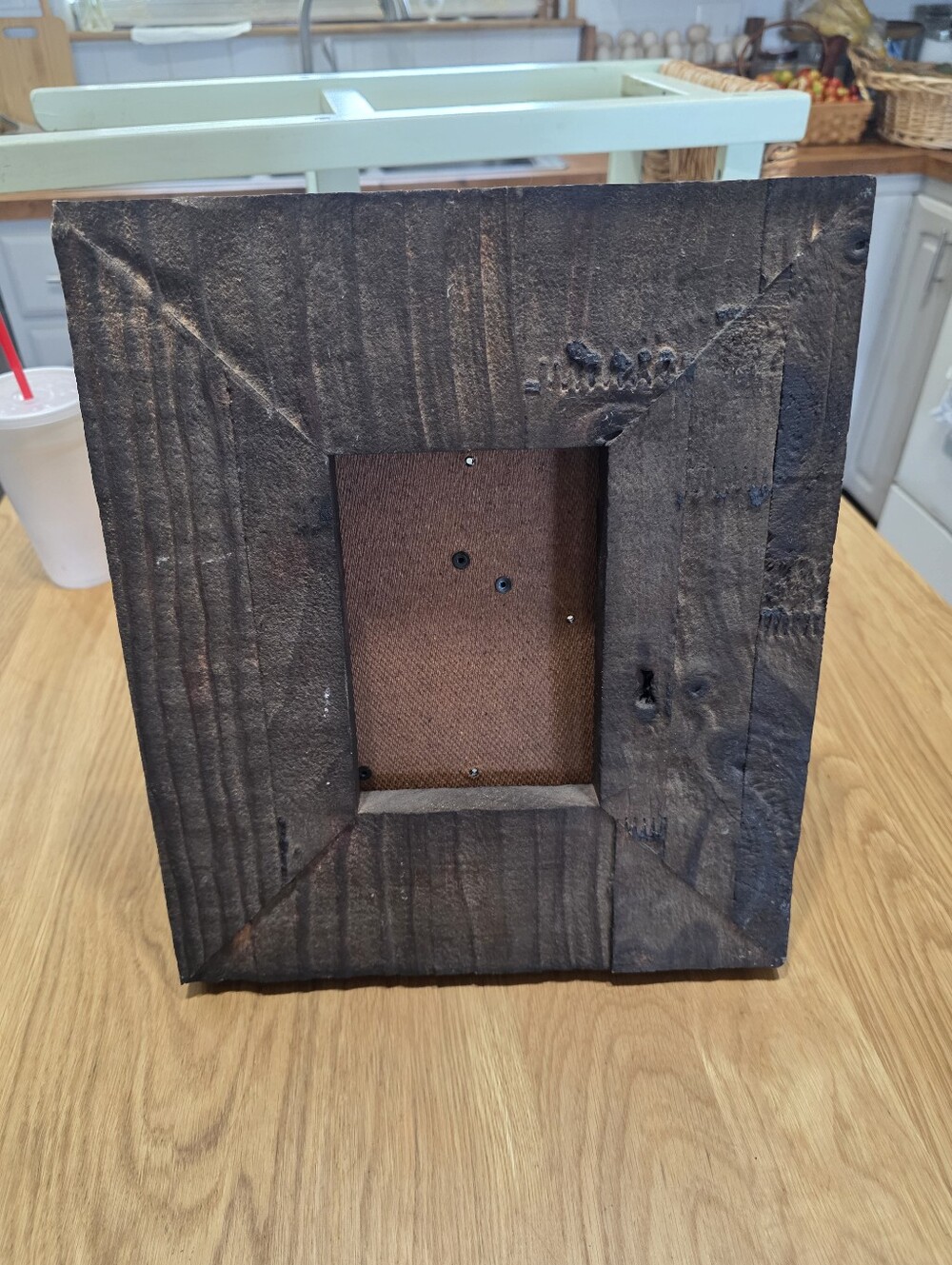 Rustic Dark Brown Wooden Photo Frame W/key Hole
